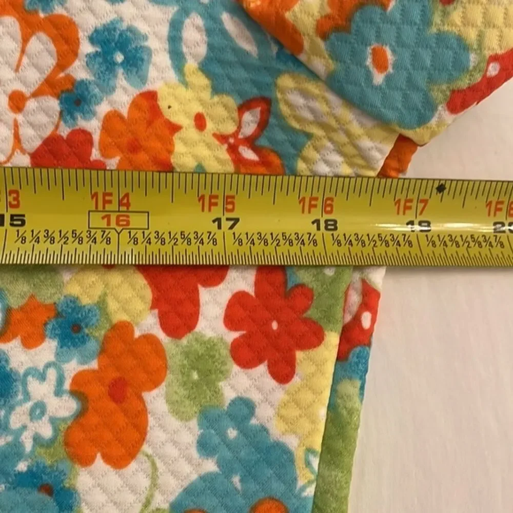 RQT Multicolor Floral Cotton Pique Blazer Jacket Womens Size 12 Vintage Blue - Picture 5 of 12